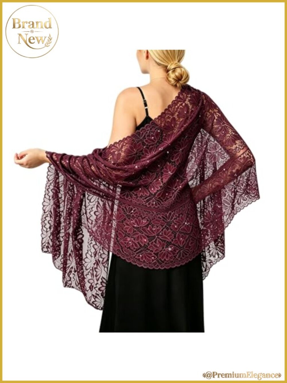 Elegant Lace Rhinestone Wrap Women Bridal Shawl Bride Cape Dresses